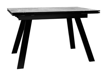 Стол обеденный раскладной DikLine DKL140 Керамика Серый мрамор/опоры черные (2 уп.) в Кушве