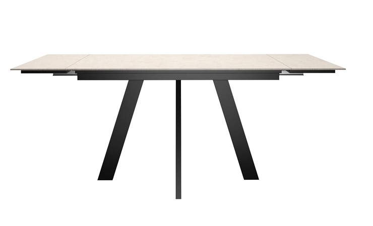 Кухонный раскладной стол DikLine DM120 Хромикс белый / опоры черные в Первоуральске - изображение 4