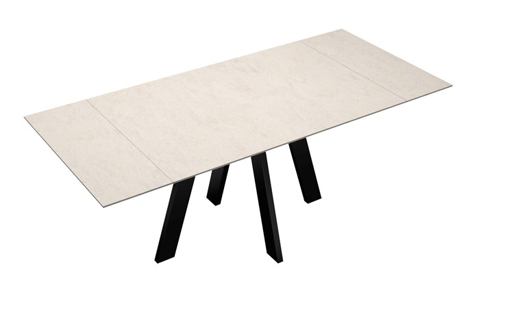 Кухонный раскладной стол DikLine DM120 Хромикс белый / опоры черные в Полевском - изображение 7
