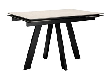 Кухонный раскладной стол DikLine DM120 Хромикс белый / опоры черные в Первоуральске