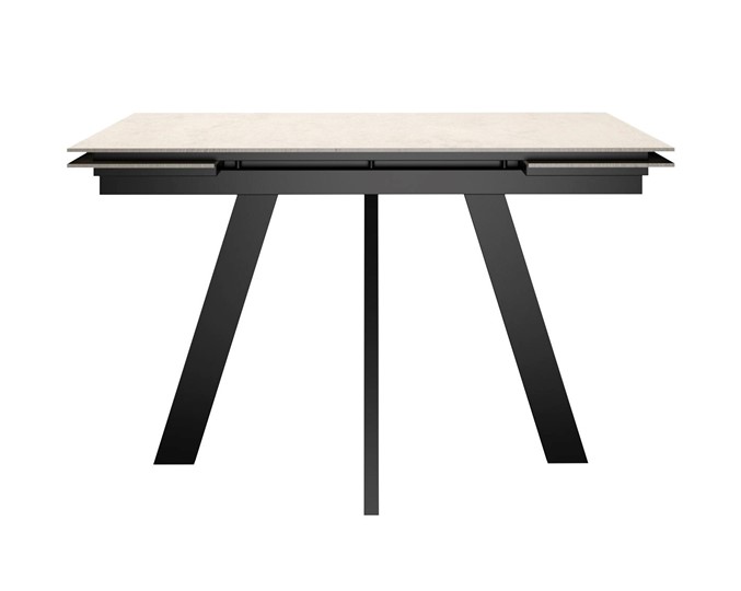 Кухонный раскладной стол DikLine DM120 Хромикс белый / опоры черные в Первоуральске - изображение 1
