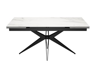 Раскладной стол DikLine KW160 мрамор С41 (керамика белая)/опоры черные в Кушве