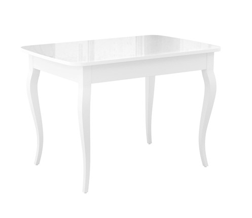 Кухонный стол раздвижной Dikline M110 Белый/стекло белое глянец/ножки MC белые в Полевском - изображение