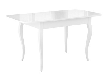 Кухонный стол раздвижной Dikline M110 Белый/стекло белое глянец/ножки MC белые в Красноуфимске - предосмотр 1