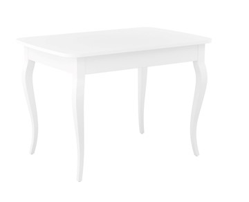 Кухонный раздвижной стол Dikline M110 Белый/стекло белое сатин/ножки MC белые в Первоуральске