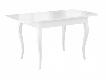 Кухонный раскладной стол Dikline M120 Белый/стекло белое глянец/ножки MC белые в Полевском - предосмотр 1