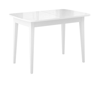 Кухонный раздвижной стол Dikline M120 Белый/стекло белое глянец/ножки MM белые в Североуральске