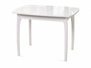 Кухонный стол раскладной Dikline M40 стекло белое/ножки белые в Первоуральске