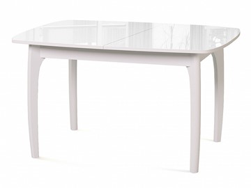 Кухонный стол раздвижной Dikline M20 стекло белое/ножки белые в Ирбите