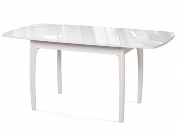 Кухонный стол раздвижной Dikline M20 стекло белое/ножки белые в Красноуфимске - предосмотр 1