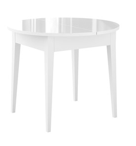 Кухонный стол раздвижной Dikline MR100 Белый/стекло белое глянец/ножки MM белые в Кушве