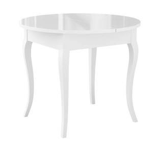 Кухонный стол раскладной Dikline MR100 Белый/стекло белое глянец/ножки MC белые в Полевском - предосмотр