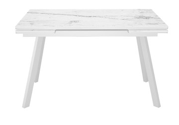 Керамический обеденный стол DikLine SKA125 Керамика Белый мрамор/подстолье белое/опоры белые (2 уп.) в Полевском
