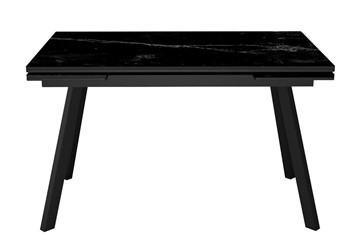 Кухонный стол раздвижной DikLine SKA125 Керамика Черный мрамор/подстолье черное/опоры черные (2 уп.) в Первоуральске