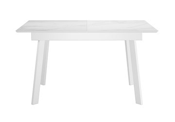 Кухонный раздвижной стол DikLine SKH125 Керамика Белый мрамор/подстолье белое/опоры белые (2 уп.) в Ревде