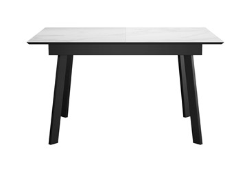 Керамический обеденный стол DikLine SKH125 Керамика Белый мрамор/подстолье черное/опоры черные (2 уп.) в Екатеринбурге