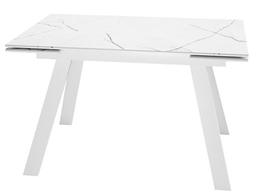 Стол раскладной DikLine SKM140 Керамика Белый мрамор/подстолье белое/опоры белые (2 уп.) в Ревде