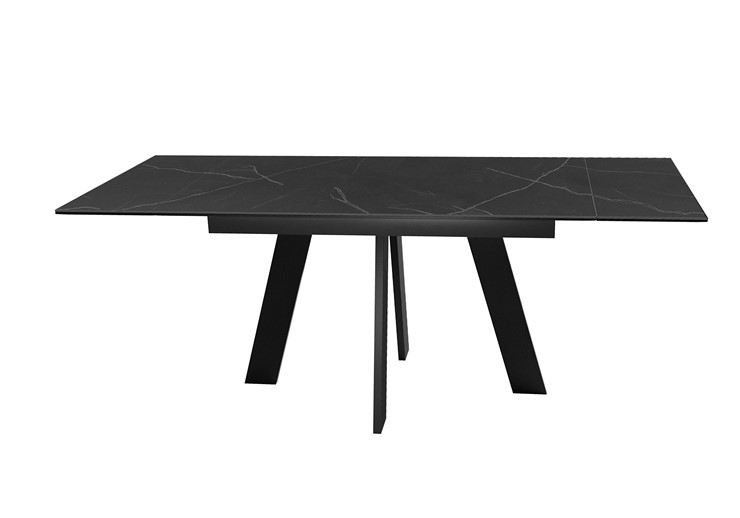 Кухонный стол раскладной DikLine SKM140 Керамика Черный мрамор/подстолье черное/опоры черные (2 уп.) в Нижнем Тагиле - изображение 3
