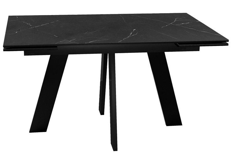 Кухонный стол раскладной DikLine SKM140 Керамика Черный мрамор/подстолье черное/опоры черные (2 уп.) в Нижнем Тагиле - изображение 2