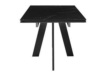 Кухонный стол раскладной DikLine SKM140 Керамика Черный мрамор/подстолье черное/опоры черные (2 уп.) в Нижнем Тагиле - предосмотр 1