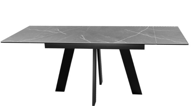 Обеденный раздвижной стол DikLine SKM140 Керамика серый мрамор/подстолье черное/опоры черные (2 уп.) в Екатеринбурге - изображение 2