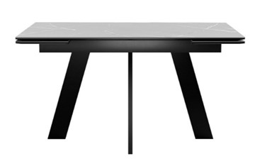 Обеденный раздвижной стол DikLine SKM140 Керамика серый мрамор/подстолье черное/опоры черные (2 уп.) в Первоуральске - предосмотр 3