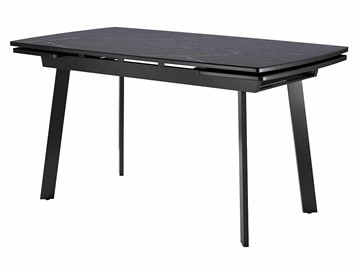 Кухонный стол раздвижной Dikline US140 Стекло мрамор черный сатин/ножки черные в Красноуфимске - предосмотр