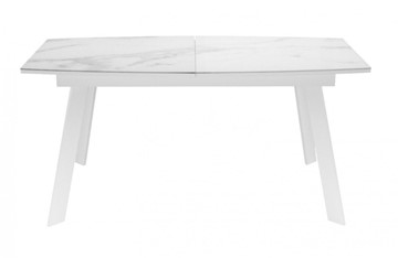 Кухонный раскладной стол Dikline XLS160 мрамор белый глянец/ножки белые в Первоуральске - предосмотр 1