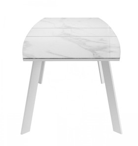 Кухонный раскладной стол Dikline XLS160 мрамор белый глянец/ножки белые в Ревде - предосмотр 3