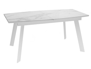 Кухонный раскладной стол Dikline XLS160 мрамор белый глянец/ножки белые в Полевском