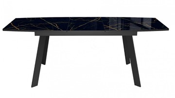 Кухонный стол раскладной Dikline XLS160 мрамор черный глянец/ножки черные в Екатеринбурге - предосмотр 1