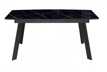 Кухонный стол раскладной Dikline XLS160 мрамор черный глянец/ножки черные в Первоуральске - предосмотр 2