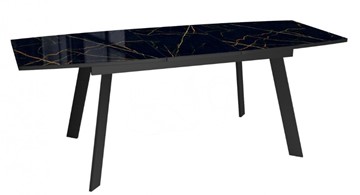 Кухонный стол раскладной Dikline XLS160 мрамор черный глянец/ножки черные в Первоуральске - предосмотр 3
