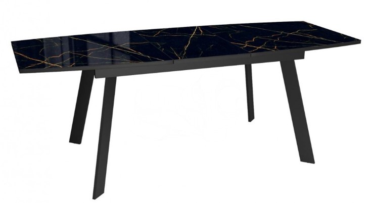 Кухонный стол раскладной Dikline XLS160 мрамор черный глянец/ножки черные в Екатеринбурге - изображение 3
