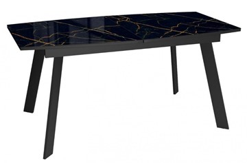 Кухонный стол раскладной Dikline XLS160 мрамор черный глянец/ножки черные в Кушве