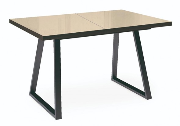 Кухонный раздвижной стол Dikline ZBS120 Стекло крем/ножки черные в Ревде - изображение