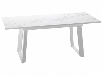 Кухонный стол раздвижной Dikline ZLS140 Мрамор белый глянец/ножки белые в Первоуральске - предосмотр 1