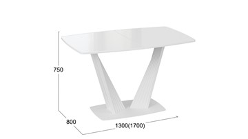 Раздвижной стол Фабио тип 1 (Белый матовый, Стекло глянцевое белое) в Ревде - предосмотр 4