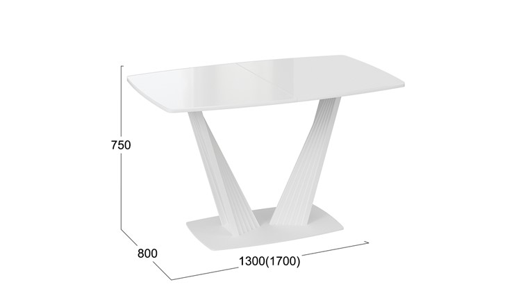 Раздвижной стол Фабио тип 1 (Белый матовый, Стекло глянцевое белое) в Ревде - изображение 4