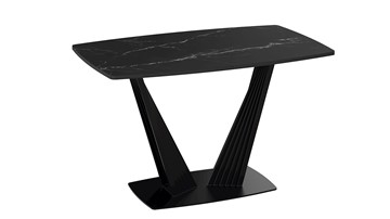 Кухонный раскладной стол Фабио тип 1 (Черный муар, Стекло матовое черный мрамор) в Ревде - предосмотр 2