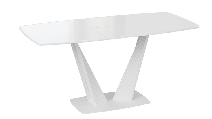 Раздвижной стол Фабио тип 1 (Белый матовый, Стекло глянцевое белое) в Первоуральске - изображение 3