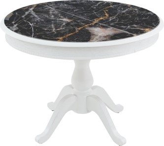 Обеденный раздвижной стол Фабрицио-1 Glass, Круг 1000, фотопечать (Мрамор 10) в Ревде