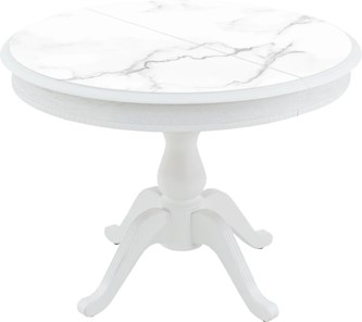 Кухонный стол раздвижной Фабрицио-1 Glass, Круг 1000, фотопечать (Мрамор 2) в Ревде