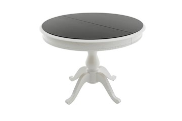Кухонный стол раздвижной Фабрицио-1 Glass, Круг 1000, (Тон 9 - Эмаль белая + Чёрное) в Красноуфимске