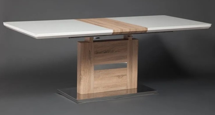 Кухонный раздвижной стол FOSTER (mod. 8070) high glossy/закаленное стекло, 160/200x90x75, дерево/белый в Екатеринбурге - изображение 11