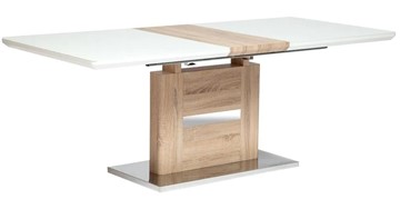 Кухонный раздвижной стол FOSTER (mod. 8070) high glossy/закаленное стекло, 160/200x90x75, дерево/белый в Полевском