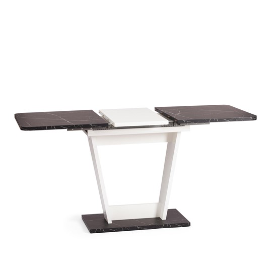 Кухонный раздвижной стол FOX, ЛДСП, 68.6x110-145x75 см, Мрамор черный/Белый, арт.21177 в Первоуральске - изображение 4
