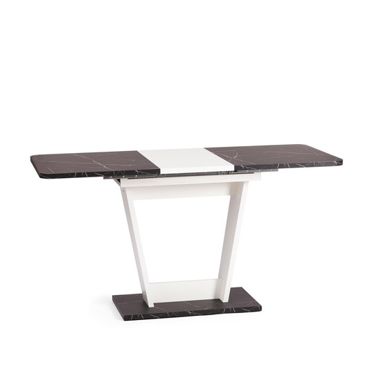 Кухонный раздвижной стол FOX, ЛДСП, 68.6x110-145x75 см, Мрамор черный/Белый, арт.21177 в Первоуральске - изображение 7