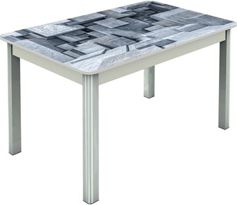 Кухонный раздвижной стол Гамбург исп.1 ноги метал. крашеные №23, Фотопечать (Текстура №74) в Ревде