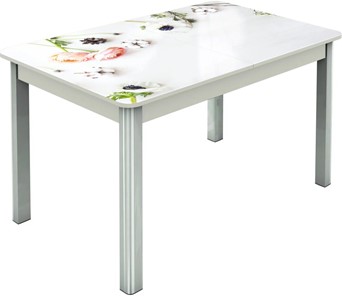 Кухонный стол раскладной Гамбург исп.2 ноги метал. крашеные №23, Фотопечать (Цветы №31) в Артемовском